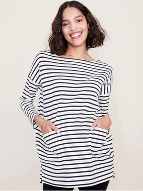 Hatch Bateau Breton Striped Pocket Long Sleeve Top Maternity Pregnant Shirt